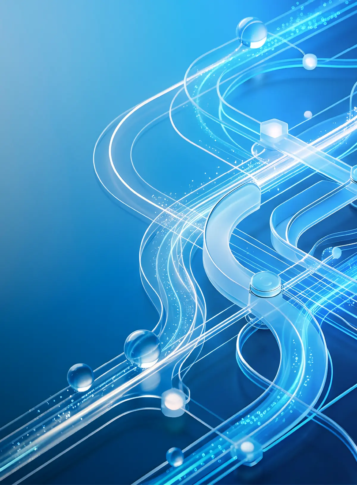 Glowing blue pathways and connected nodes illustrate AI-driven integrated supply chain planning.