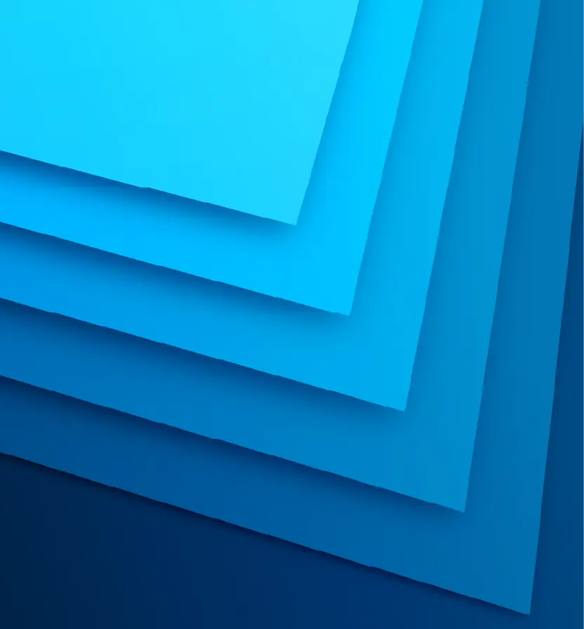 Connected blue layers symbolize AI-driven supply chain planning that aligns operations with business goals.